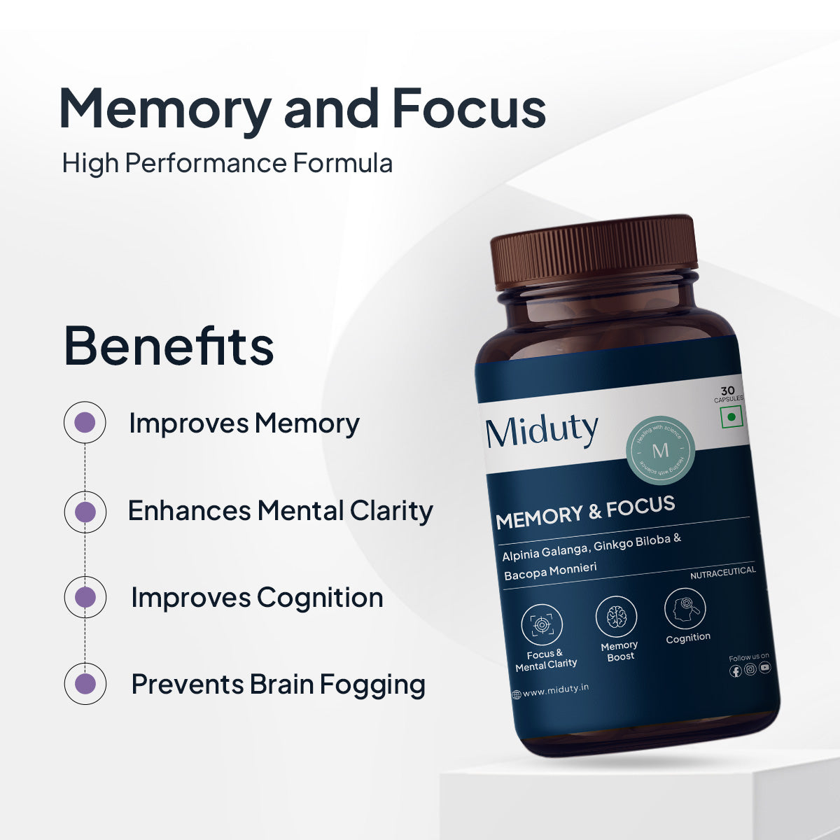 Memory and focus supplement | Memory and focus tablets - Miduty - Miduty
