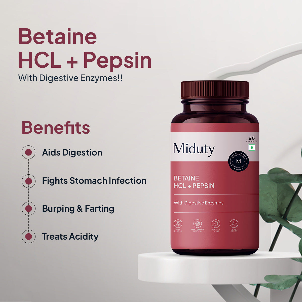 Betaine HCL+ Pepsin - Miduty