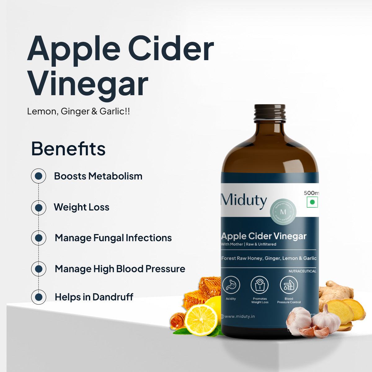Apple Cider Vinegar- Forest Raw Honey, Lemon, Garlic & Ginger